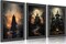 3pcs Halloween Canvas Wall Art – Dark Academia Witch, Black Cat & Castle Posters, Gothic Horror Decor, Unframed 12x16in